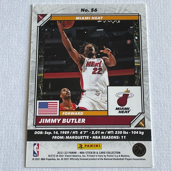 2021-22 JIMMY BUTLER NBA STICKER & CARD COLLECTION Basketball Card #56 - Picture 2 of 2